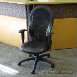 Abitibi Black Leather High Mesh Back Adjustable Task Chair